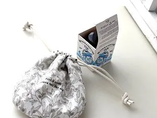 オリーブ柄のカーブ底巾着