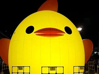 夜に光る巨大ぴよりん♪