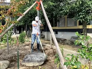 【DIY】重い庭石をワンオペで移動！三脚…