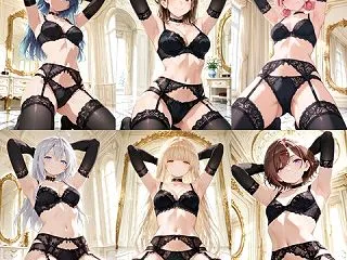 【生成AI画像】「黒ランジェリー四態」黒…