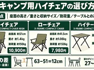 立ち座りがつらい人へ。キャンプ用ハイチェ…