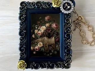 バーミーズの花の油絵風アートバッグチャー…