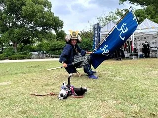 おもてなし武将隊がひなをおもてなし
