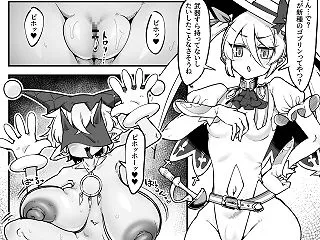 ふたなり冒険者が道化師ゴブリンに搾られる…