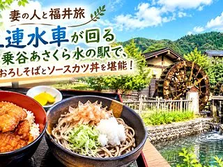 🥢妻の人と福井旅｜三連水車が回る「一乗谷…
