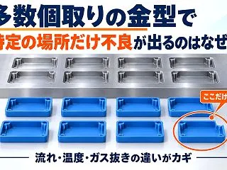 多数個取りの金型で、特定の場所だけ不良が…