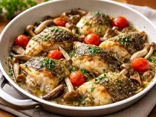 カレイときのこのアクアパッツァ