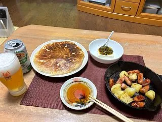 大阪王将の冷凍餃子とジャーマンポテト