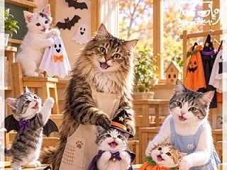 ハロウィンの準備にゃ