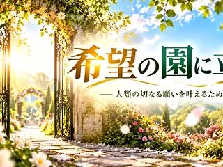 希望の園に立つ