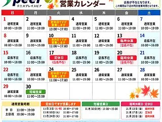 11月の営業につきまして