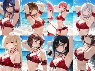 【生成AI画像】「赤フリルビキニ」黒川あ…