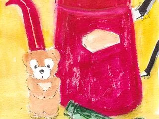 赤いポットと