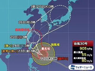 最大瞬間風速８０М？