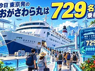 今日東京発のおがさわら丸は７２９名乗船（…
