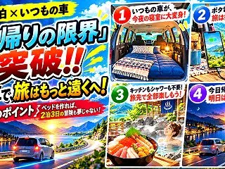今の車で車中泊はできる？日帰り旅行から1…
