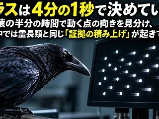 カラスは4分の1秒で決めていた。人や猿の…