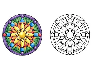 花びらと三角・四角の曼荼羅の塗り絵｜無料…
