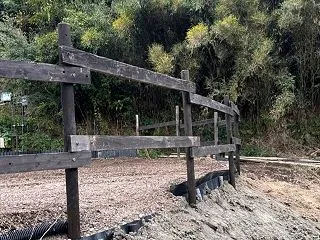 3週間ぶりの大雨前の柵張り むかご