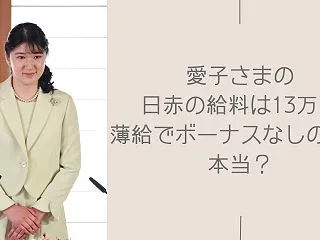 愛子さまの日赤の給料は13万？薄給でボー…