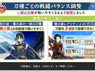 [刀剣乱舞]遂にバランス調整が入った！そ…