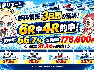 【無料情報3日間検証】6R中4R的中！的…