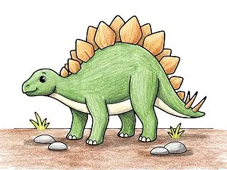 ステゴサウルスの塗り絵｜背中の板がならん…