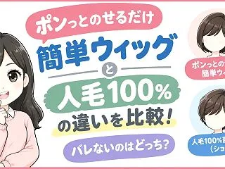 ポンっとのせるだけ簡単ウィッグと人毛10…