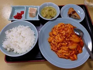 大海老と玉子のチリソース定食(・∀・)ノ