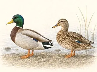 マガモのオス・メスの見分け方｜カルガモと…