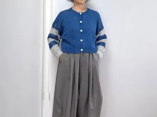 【着画】ショート丈カーディガン×タックワ…