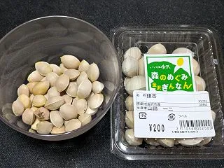 拾った銀杏と金沢ぎんなんを食べ比べ！大き…