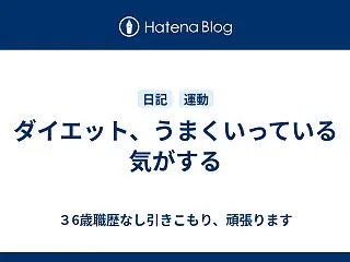 ダイエット、うまくいっている気がする