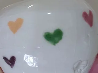 ハート模様のカラフル植木鉢