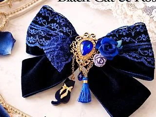 黒猫のリボンヘアーアクセサリーのご紹介