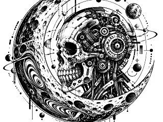 髑髏と月（SKULL LINE WORK…