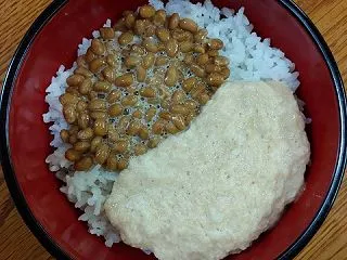 ＃１００３ 納豆ととろろの二色丼