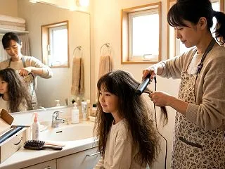 【娘の爆発ヘア】トリートメントも湯シャン…