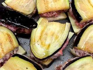 ナスの肉挟み焼