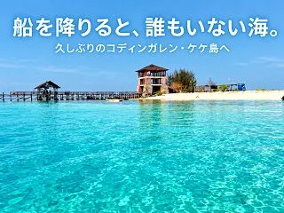 船を降りると、誰もいない海。久しぶりのコ…