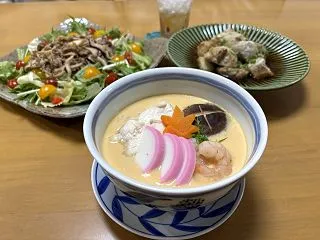 うどん入り茶碗蒸し☆里芋の揚げ出し☆サラ…