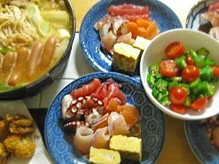10月24（土）｜肉鍋 刺身 オクラサラ…