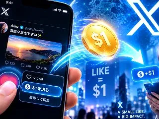 Xで「いいね」長押しで誰かに1ドル送る機…