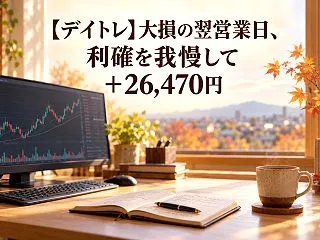 【デイトレ】大損の翌営業日、利確を我慢し…