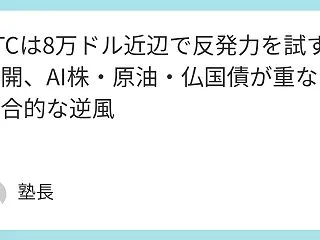BTCは8万ドル近辺で反発力を試す展開、…