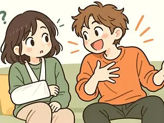 ワイ「実は骨折しちゃってさぁ・・・」トッ…
