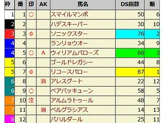 10月28日[データスコア出馬表(地方V…