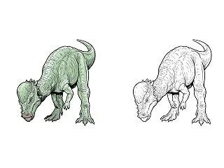 パキケファロサウルスの塗り絵（リアル）｜…