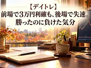 【デイトレ】前場で3万円利確も、後場で失…