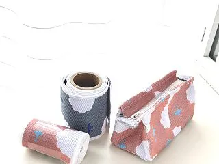 畳縁のかっちりポーチ・ピンク